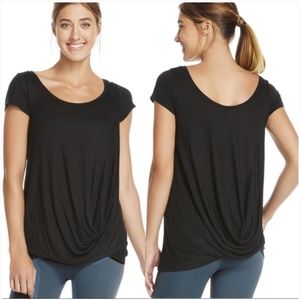 Fabletics Black Reversible Drape Hem Scoop Neck T
